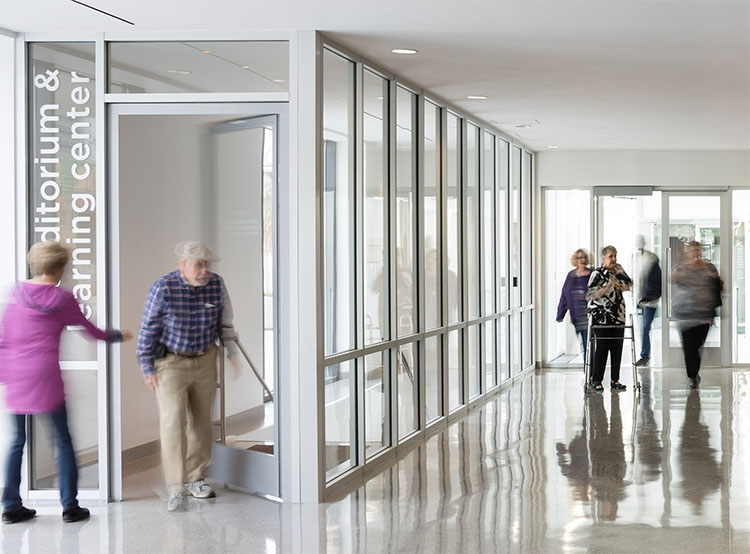 fire-rated aluminum framing and glass door