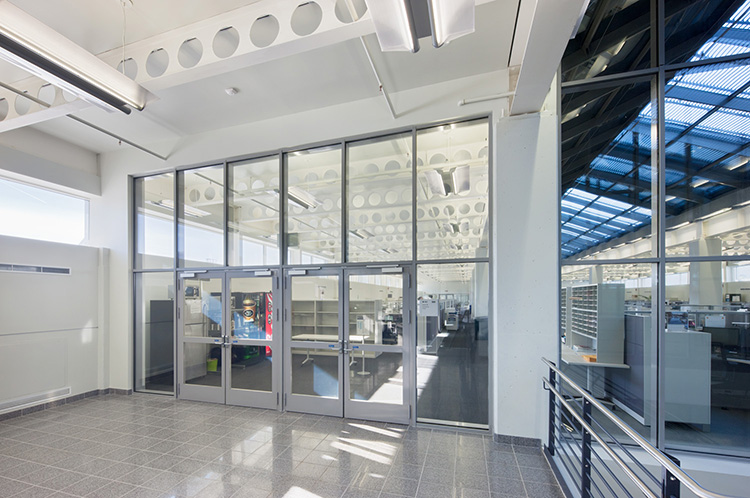 fire-rated curtainwall system with fire-rated doors and glass